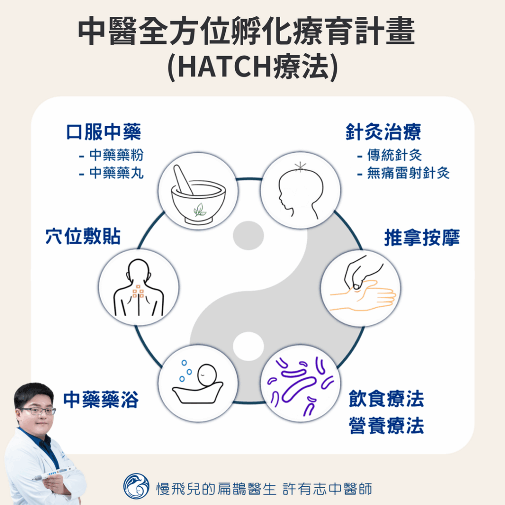 發展遲緩中醫HATCH療法(中醫全方位孵化療育計畫)中醫六大治療方法